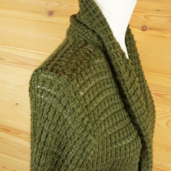 Staring at Stars Dark Green Loosely Knit Long Cardigan Sweater Size Medium - Picture 4 of 8
